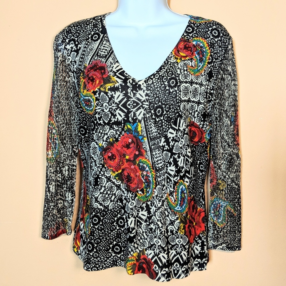 Nygard Collection Floral Cardigan Sweater